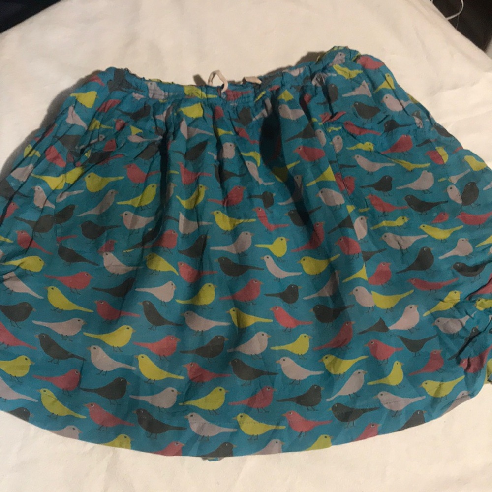 Mini Boden Colorful Bird Print Skirt